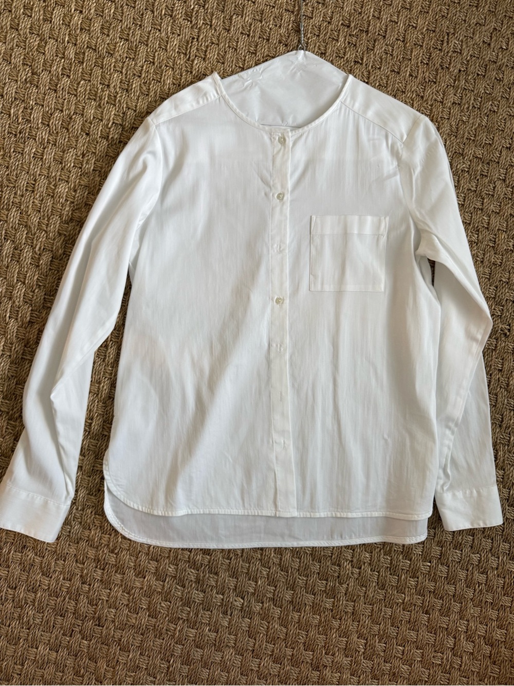 White Band-Collar Button Down long sleeve Shirt